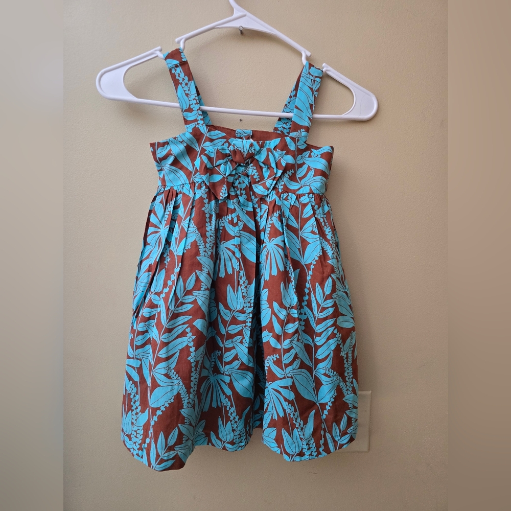Janie and Jack Turquoise and Brown Leaf Dress